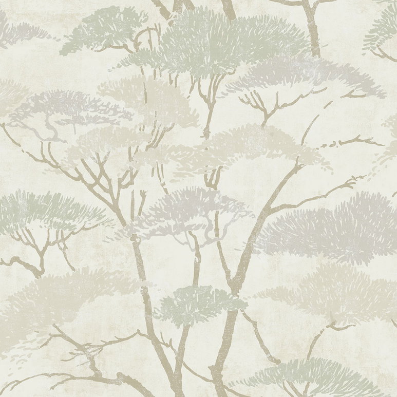 Seabrook Designs Confucius Tree Silver &amp; Pearl Wallpaper