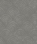 Seabrook Designs Confucius Scallop Charcoal & Metallic Silver Wallpaper