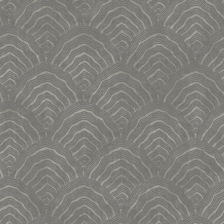 Seabrook Designs Confucius Scallop Charcoal &amp; Metallic Silver Wallpaper