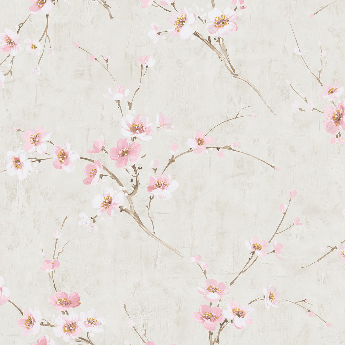 Seabrook Designs Silk Road Dogwood Metallic Pearl & Pink Wallpaper