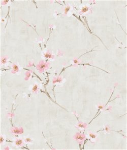 Seabrook Designs Silk Road Dogwood Metallic Pearl & Pink Wallpaper