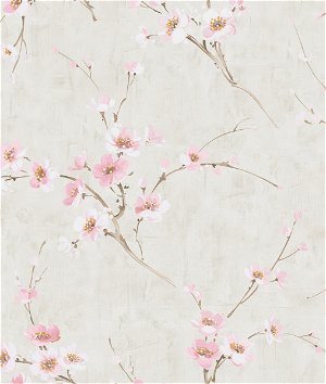 Seabrook Designs Silk Road Dogwood Metallic Pearl & Pink Wallpaper