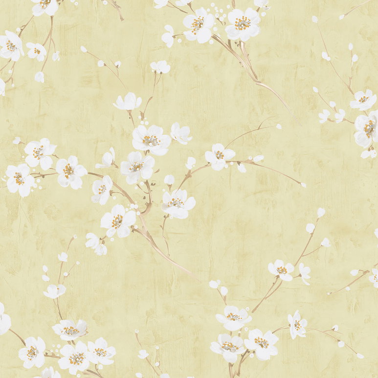 Seabrook Designs Silk Road Dogwood Metallic Pearl &amp; Gold Wallpaper