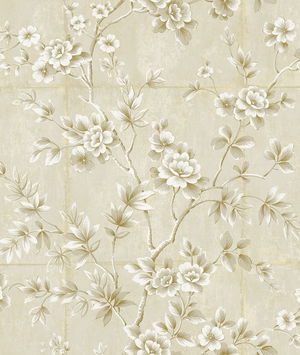 Seabrook Designs Great Wall Floral Metallic Gold & Greige Wallpaper