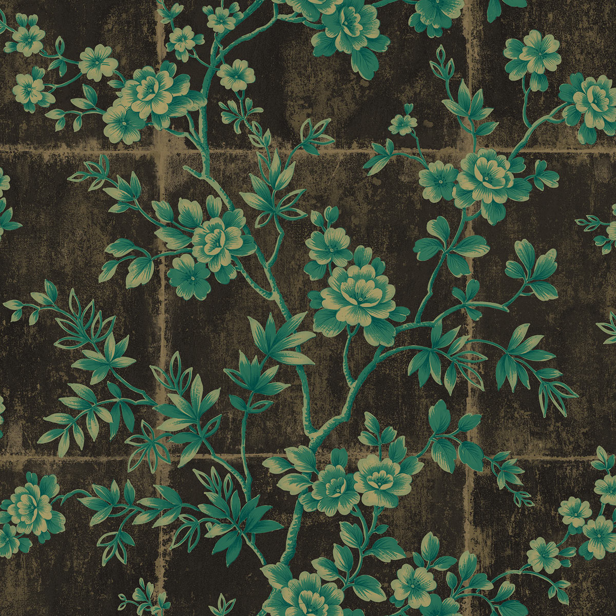 Seabrook Designs Great Wall Floral Metallic Mocha & Sea Green Wallpaper ...