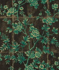 Seabrook Designs Great Wall Floral Metallic Mocha & Sea Green Wallpaper
