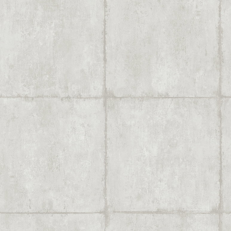 Seabrook Designs Great Wall Blocks Metallic Silver &amp; Off-White Wallpaper