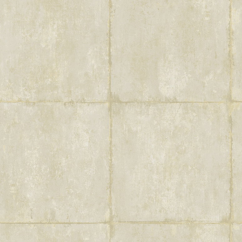 Seabrook Designs Great Wall Blocks Metallic Gold &amp; Off-White Wallpaper