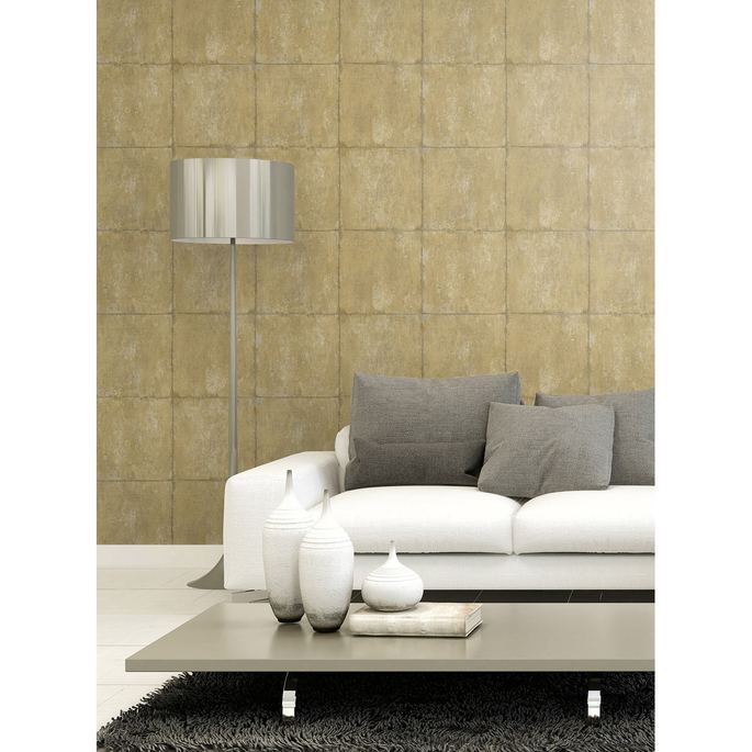 Seabrook Designs Great Wall Blocks Metallic Gold &amp; Silver Wallpaper image 2 of 2