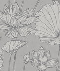 Seabrook Designs Lotus Floral Metallic Silver & Gray Wallpaper