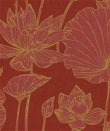 Seabrook Designs Lotus Floral Metallic Gold & Crimson Wallpaper