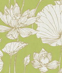 Seabrook Designs Lotus Floral Metallic Gold & Lime Green Wallpaper