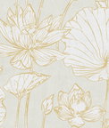 Seabrook Designs Lotus Floral Metallic Gold & Off-White Wallpaper