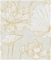Lotus Floral Metallic Gold & Off-White Wallpaper