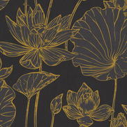 Seabrook Designs Lotus Floral Metallic Gold & Ebony Wallpaper
