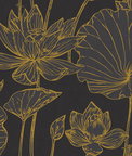 Seabrook Designs Lotus Floral Metallic Gold & Ebony Wallpaper