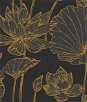Seabrook Designs Lotus Floral Metallic Gold & Ebony Wallpaper