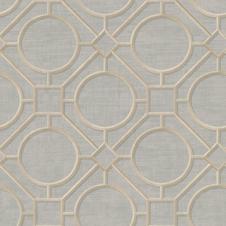 Seabrook Designs Silk Road Trellis Metallic Gold &amp; Gray Wallpaper