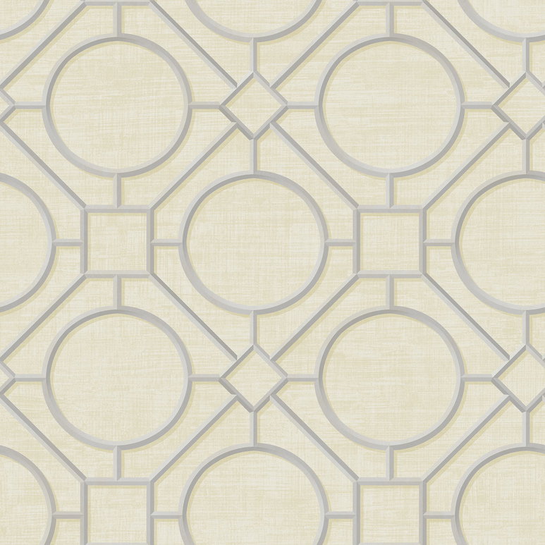 Seabrook Designs Silk Road Trellis Metallic Silver &amp; Linen Wallpaper