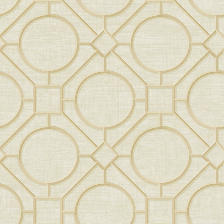 Seabrook Designs Silk Road Trellis Metallic Gold &amp; Linen Wallpaper