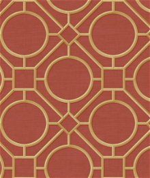 Seabrook Designs Silk Road Trellis Metallic Gold & Crimson Wallpaper