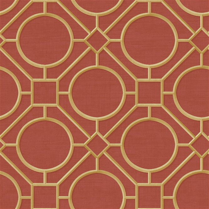 Seabrook Designs Silk Road Trellis Metallic Gold &amp; Crimson Wallpaper