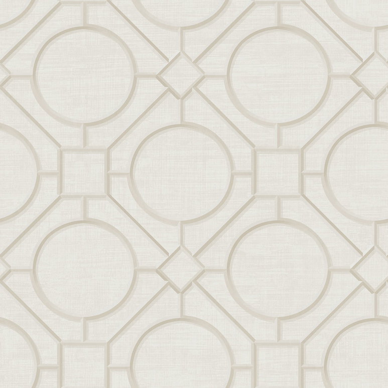 Seabrook Designs Silk Road Trellis Metallic Pearl &amp; Off-White Wallpaper