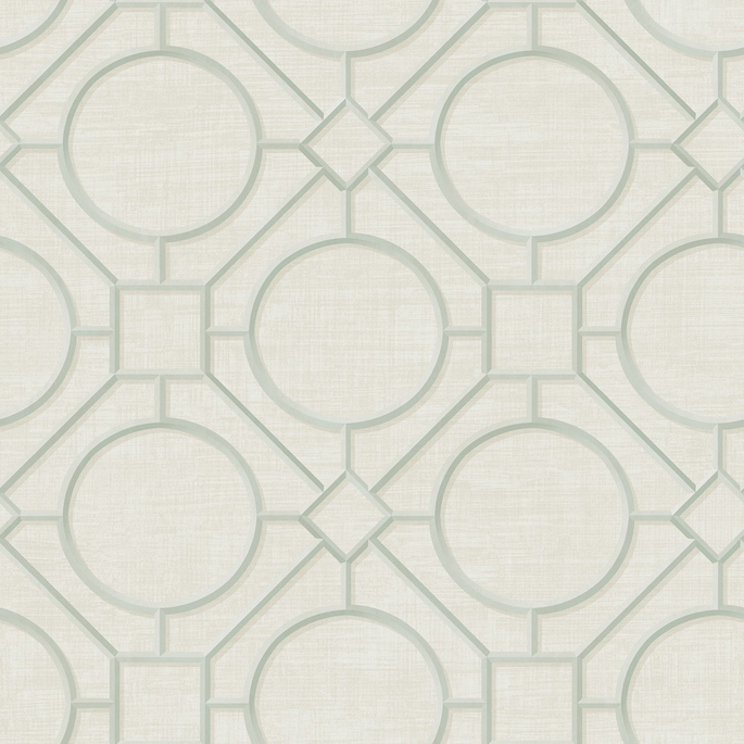 Seabrook Designs Silk Road Trellis Metallic Mint &amp; Off-White Wallpaper image 1 of 2