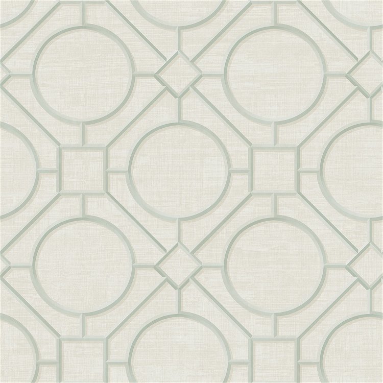 Seabrook Designs Silk Road Trellis Metallic Mint & Off-White Wallpaper