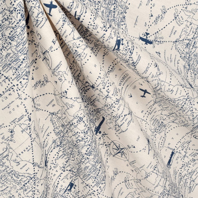 Premier Prints Air Traffic Felix Blue/Natural Fabric image 3 of 4