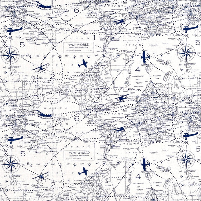 Premier Prints Air Traffic Premier Navy Fabric image 1 of 2