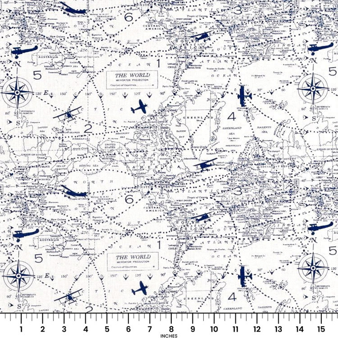 Premier Prints Air Traffic Premier Navy Fabric image 2 of 2