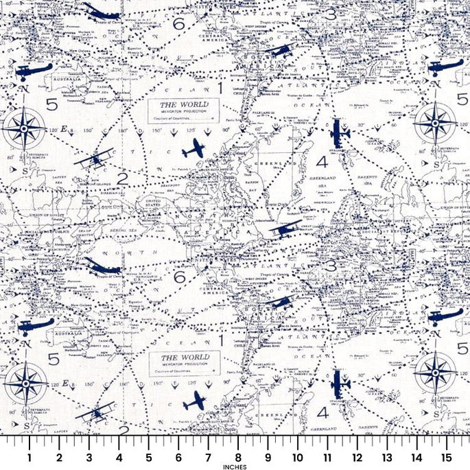 Premier Prints Air Traffic Premier Navy Fabric image 2 of 2