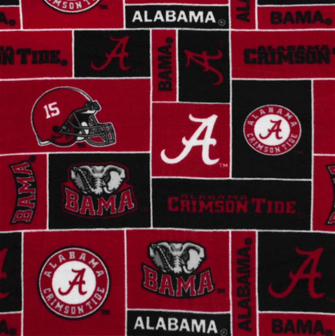 Alabama Crimson Tide Allover NCAA Fleece Fabric
