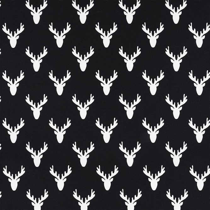 Premier Prints Antlers Black Canvas Fabric