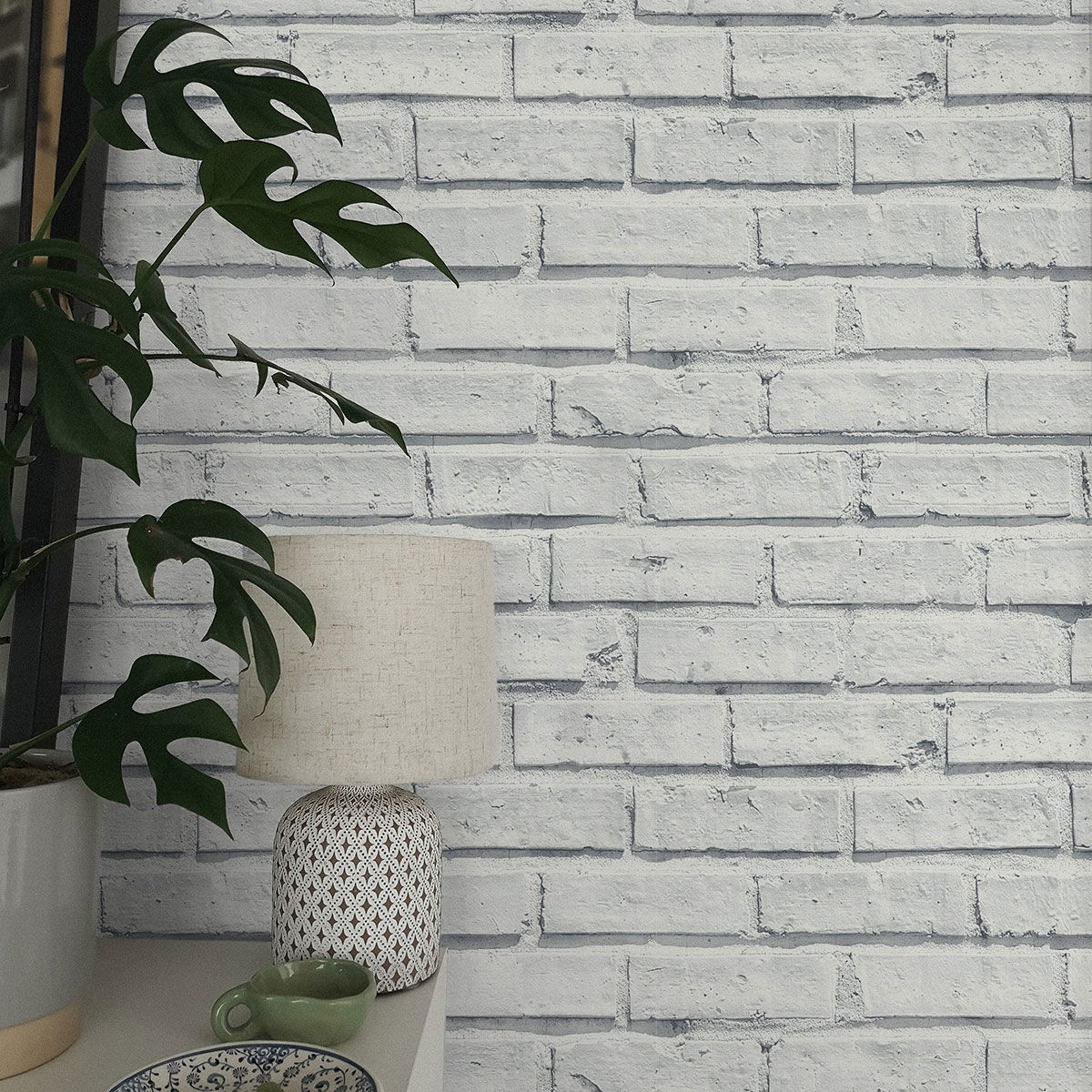 Nextwall Peel & Stick Faux Brick Off-white Wallpaper 