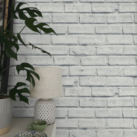 NextWall Peel & Stick Faux Brick Off-White Wallpaper | OnlineFabricStore