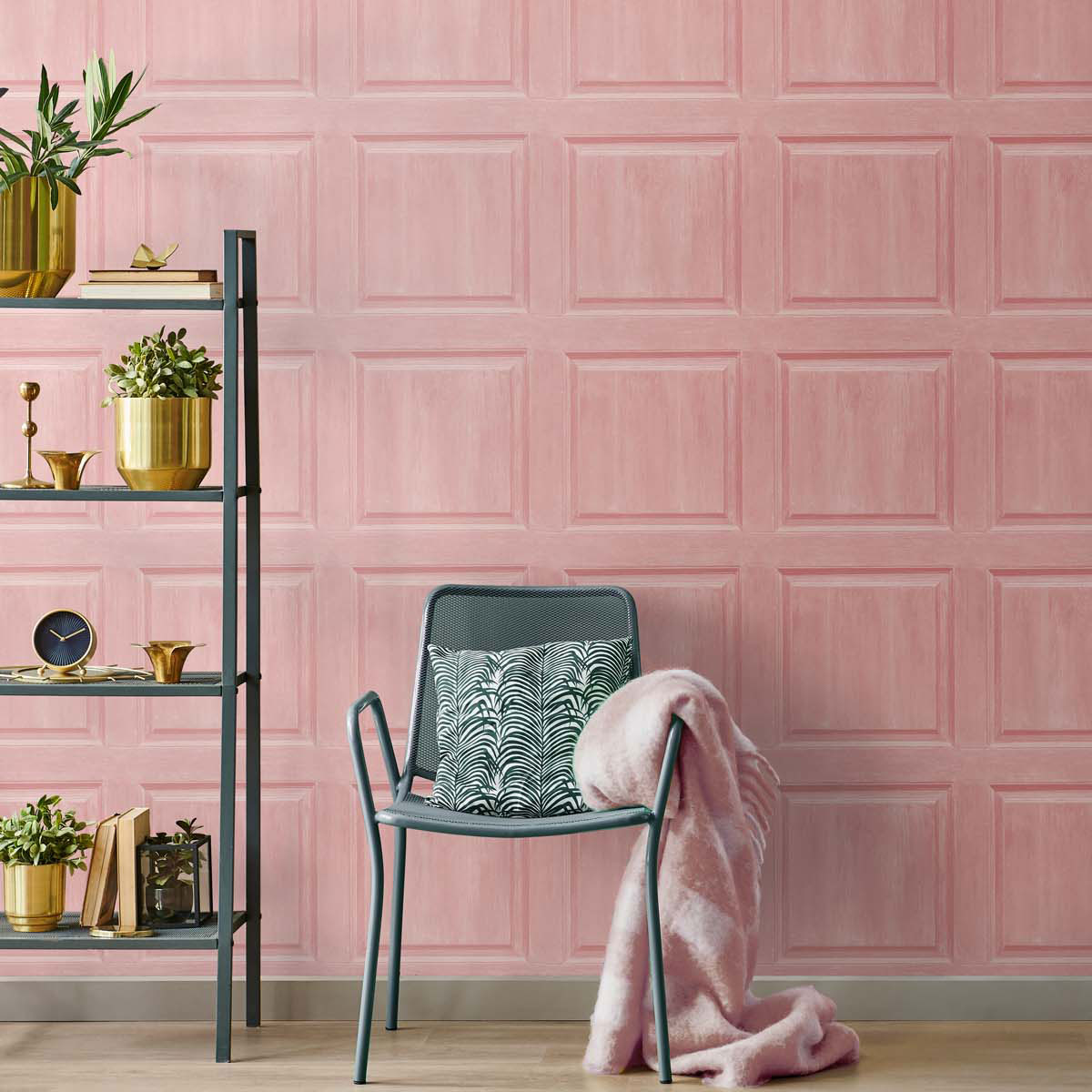 NextWall Peel & Stick Washed Faux Panel Blush Wallpaper | OnlineFabricStore