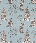 Premier Prints Asian Toile Regal Blue Slub Canvas Fabric