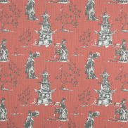 Premier Prints Asian Toile Scarlet Slub Canvas Fabric