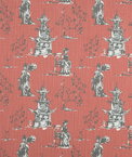 Premier Prints Asian Toile Scarlet Slub Canvas Fabric