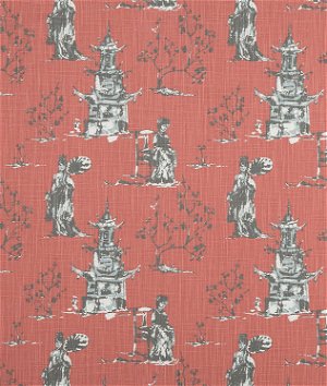 Premier Prints Asian Toile Scarlet Slub Canvas Fabric