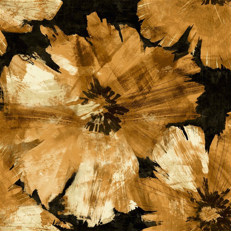 Seabrook Designs Curie Abstract Floral Metallic Gold & Ebony Wallpaper