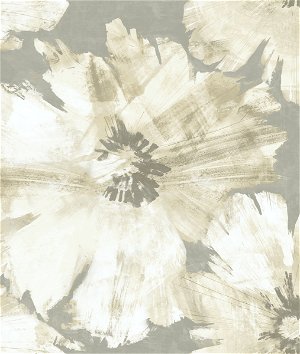 Seabrook Designs Curie Abstract Floral Metallic Silver Wallpaper