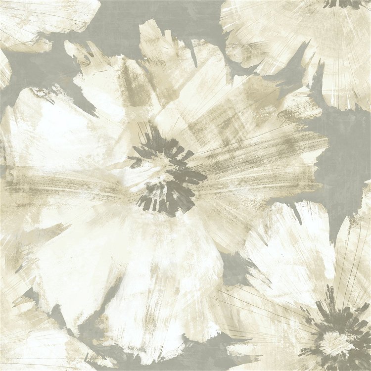 Seabrook Designs Curie Abstract Floral Metallic Silver Wallpaper