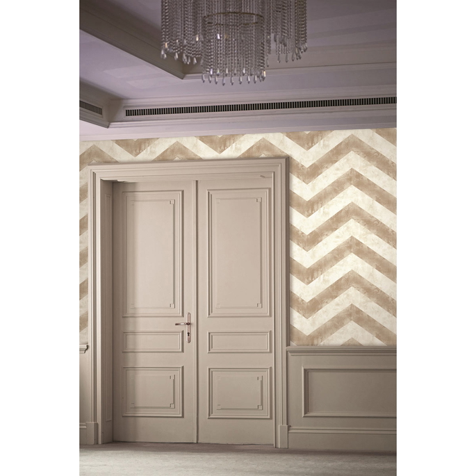 Seabrook Designs Hubble Chevron Metallic Taupe &amp; Ivory Wallpaper image 2 of 2