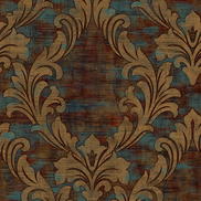 Seabrook Designs Kepler Damask Metallic Gold & Spruce Wallpaper