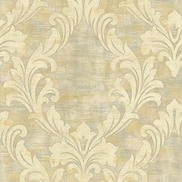Seabrook Designs Kepler Damask Metallic Pearl & Gold Wallpaper