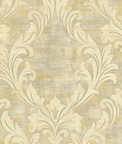 Seabrook Designs Kepler Damask Metallic Pearl & Gold Wallpaper