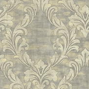 Seabrook Designs Kepler Damask Metallic Pearl & Gray Wallpaper